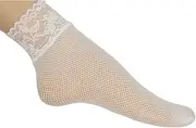 [ESOMAVRIX] Women's Mesh Silk Knee Socks for Floral Hosiery Ultra Thin Transparent Nylon Short Socks with Lace High Elasticity /1640