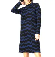 Gorman NWT Blue Black Wiggy Shift Dress Size 8 Jersey