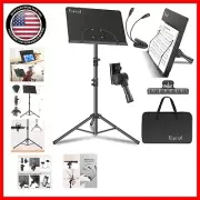 5-in-1 Adjustable Portable Music Stand with Light & Carrying Bag - Modern Design