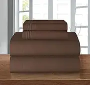 Elegant Comfort 1500 Thread Count Wrinkle Resistant Egyptian Quality Ultra Soft Luxurious 4-Piece Bed Sheet Set, Full, Chocolate Brown