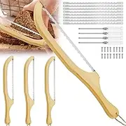 ZFLYCANP Wooden Bread Cutter, Wooden Bread Knife, Easy to Clean Bread Bow Knife for Sourdough Loaf Baguettes Bagels