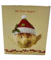 ELF PIXIE HEAD Santa Hat 15" Life Size CHRISTMAS TREE TOPPER Cracker Barrel