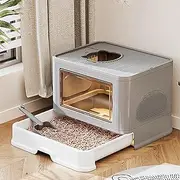 Enclosed Cat Litter Boxes, Kitty Litter Box, Large Cat Potty Front Entry Top Exit, Drawer Type Cat Toilet Easy Clean with Fashion Cat Litter Scoop