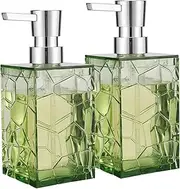Fulasun Hand Soap Dispenser - 2 Pack, 320ml/10 Oz Clear Acrylic Liquid Lotion Soap Dispenser with Plastic Pump, Wide Mouth Decorative Soap Dispenser for Kitchen, Bathroom