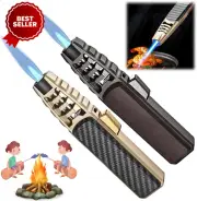 2 Packs Portable Brightfire Turbine Jet Torch Lighter Windproof Blue Flame Butan