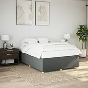 Bed Furniture Bed Frame Without Mattress Dark Grey Queen Fabric