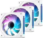 Vetroo L120 3-Pack 120 mm ARGB Case Fan with Infinite Mirror Design & PWM Smart Control, Hydraulic Bearing, Nine Blades Design & 8 Rubber Pads for Low-Noise Operation - White