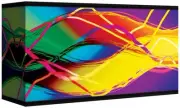 Rectangular Print Lamp Shade Colors in Motion 17x17x10 Spider Harp and Finial