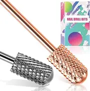 BLESWIN Nail Drill Bit 2PCS, Tungsten Carbide Bits 3/32'' Professional Drill Bits for Acrylic, Hard Gel, Dip Powder Nails, Smooth Top Safety COARSE Nail Bits for Dremel Machine (C)