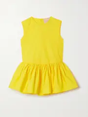 [Roksanda] Roksanda - Ysme Ruffled Cotton Peplum Top - Yellow - UK 16 UK 16 Yellow