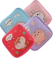 Ipetboom 4Pcs Sanitary Napkin Bag Portable Canvas Period Pouch Multi Purpose Holder for Menstrual Pads Coins Cards for Travel Everyday Use