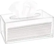 Hannya Clear Acrylic Tissue Box, Clear Tissue Holder Napkin Dispenser, Clear Plastic Dryer Sheet Container Napkin Organizer for Bathroom, Bedroom Dresser, Countertop, Desk Transparent HY1545