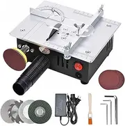Multifunctional Mini Table Saw, 4 Saw Blades & 7-Speed Adjustable, Portable Table Saw with Grinding Wheel, 0.1-15 mm Saw Blade Height Adjustable for Woodworking, Plastic, Metal