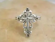 ELEGANT .925 STERLING SILVER FILIGREE CROSS RING size 7 style# r1512