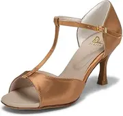 [JIAJIA] 20511 Latin Women's Sandals 2.7'' Flared Heel Super Satin Dance Shoes