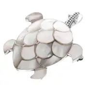 925 Silver Mother of Pearl Shell Sterling Turtle Pendant & Brooche, 1 3/8"