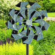 Wind Spinner Double Blade Sculpture Kinetic Metal Outdoor Garden Art Decoration