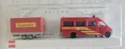 Busch (Germany) HO Scale MB Sprinter Fire Van w/Trailer #47846- Ships from USA