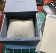 New SKAGEN Display Watch Presentation Storage Box With Pillow Blue & Cream Empty
