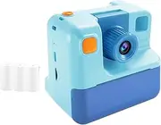 Fahgaer Kids Instant Camera Print Camera 1080P HD Digital Camera Photo Paper Child Toy Camera for Birthday -Blue