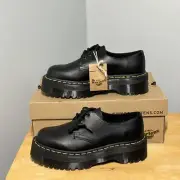 DR. MARTENS 1461 Quad Polished Smooth Black Platform Shoes Women 7 - RUNS BIG