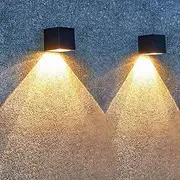 LUHLEE Solar Wall Lights - Modern Outdoor Square Solar Sconce Lights, IP65 Waterproof, Perfect for House Wall, Porch, Garden, Yard, Patio, Fence Decor