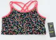New Old Navy Active Girls L Large 10-12 Lined Go-Dry Pink Floral Sports Bras NWT