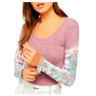 We the Free People XS New Big Sur Top Tie Dye Sleeve Scoop Ribbed Mauve Purple