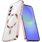 For Samsung Galaxy A36 5G MagSafe Magnetic Case with HaloLock Shockproof Protective Electroplating Clear Cover (Rose Gold)