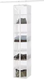 Whitmor Crystal Clear Hanging Sweater Bag - 8 Section, Transparent & White