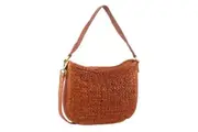 Pierre Cardin Woven Leather Ladies Crossbody Messenger Bag Travel - Cognac
