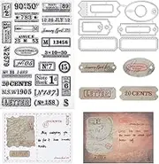 2pcs Stamps and Dies for Card Making Vintage Number Clear Stamps Mail Metal Cutting Die Reusable Date Code Postage Stamp Die Cut Set for Embossing Album DIY Craft Scrapbooking Decoration