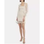 NWT Alice McCall | After Dark Lace Nude Pink White Puff Sleeve Smocked Dress 6