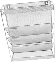 GETAJGHSD 5 Tier Wall File Holder Hanging File Organizer Wall Magazine Holder Office Storage Box Easy Install Save Desk Space