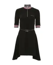 Zipper short-sleeved high-collar sports dress IT38,IT36 Black