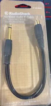 Radio Shack 9" Shileded Y Cable 1/4" Mono Male to Dual RCA Phono Female