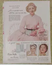 Vintage 1952 MAX FACTOR Pan-Stik Make Up Cosmetics Cindy Garner 1950's Print Ad