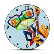 Abstract Frog Wearing Sunglasses Funny Anime Wall Clock for Kids Room Hipster