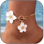 [Auiremrti] Dainty Gold Anklet for Women Boho Flower Anklet Herringbone Chain Graceful Women Anklets Summer Beach Foot Jewelry