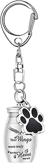 Small Urn Keyring - Small Dog Urn Keyring | Cylinder Cat Dog for Pet Ashes | Aluminum Alloy Pet Ashes Container | Keepsake Bottle with Paw Charm keychaiin for, Display, Or Remembrance