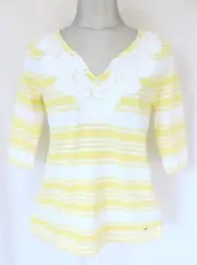 Tommy Hilfiger Women's Three-Quarter Sleeve Striped Knit Top Size: S