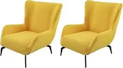 HAOYONG Mid Century Modern Accent Chair Cover Jacquard Armchair Slipcover 1-Piece Soft Armchair Sofa Covers Removable Washable Chair Covers with Arms Furniture Protector for Living Room - Set of 2