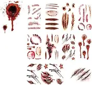 Halloween Face Tatoo Stickers - Halloween Fake Blood | 11 Sheets Scary Eyeball Stitch Scar Scab Bloody Zombie Vampire Makeup | Sweatproof Realistic Halloween Makeup Face Body Stickers