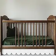 White Scalloped Crib Skirt 28"x 52" with 14" Drop Pleated Dust Ruffle with Split Corners for Baby Boys Girls Soft 4-Sided Crib Bed Skirt Nursery Standard Toddler Bedding