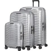 Samsonite Proxis Hardside Suitcase Set of 3 Silver 26035, 26042, 26043 with FREE