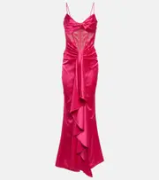 [Rasario] Rasario Draped corset satin gown AU 14 pink