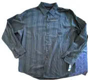 Van Heusen Men’s Midnight Long Sleeved Striped Dress Shirt Size XL 17-17 1/2