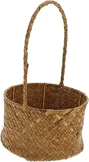 GAROZATION Woven Flower Basket with Handle Decorative Flower Shop Basket for Weddings and Home Decor Natural Sea Grass Design Wide High