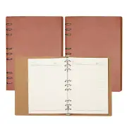 B5 Refillable Leather Notebook, 2Pcs 9 Ring Hardcover Binder Notebook, Brown