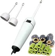 Electric Vegetable Corer, Stainless Steel Fruit Core Remover, Handheld Kitchen Zucchini Digging Corer with 2 Heads, Adjustable Speed Portable Fruit Vegetable Corer Tool, One Button to Use